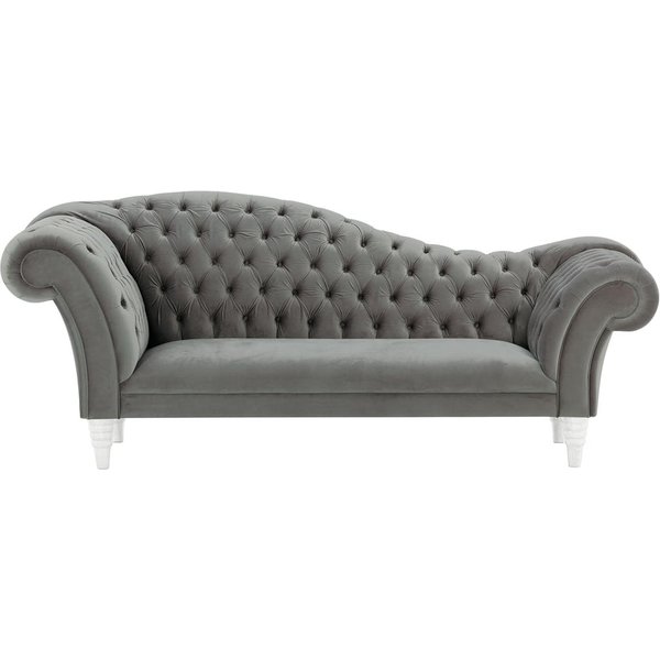 Canapé chaise longue Chester, graphite - Velluto 19, Couleur des pieds: Blanc