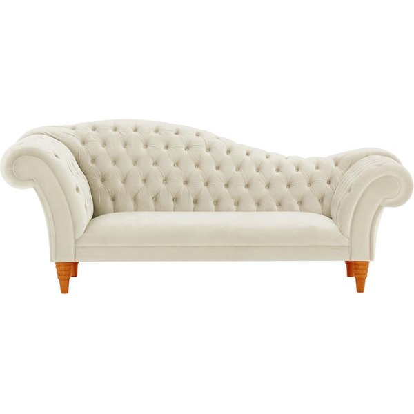 Canapé chaise longue Chester, beige clair - Velluto 2, Couleur des pieds: aveo