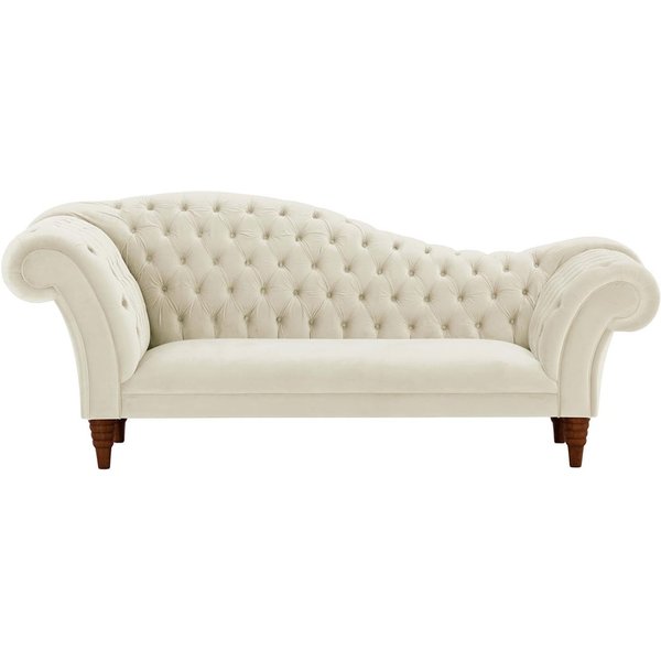 Canapé chaise longue Chester, beige clair - Velluto 2, Couleur des pieds: Chêne foncé