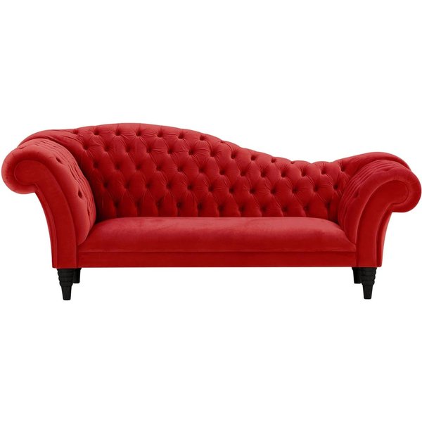 Canapé chaise longue Chester, rouge - Velluto 7, Couleur des pieds: Noir