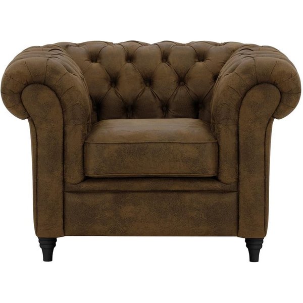 Fauteuil Chesterfield, Madagaskar 12 - Dark Brown, Couleur des pieds: Noir