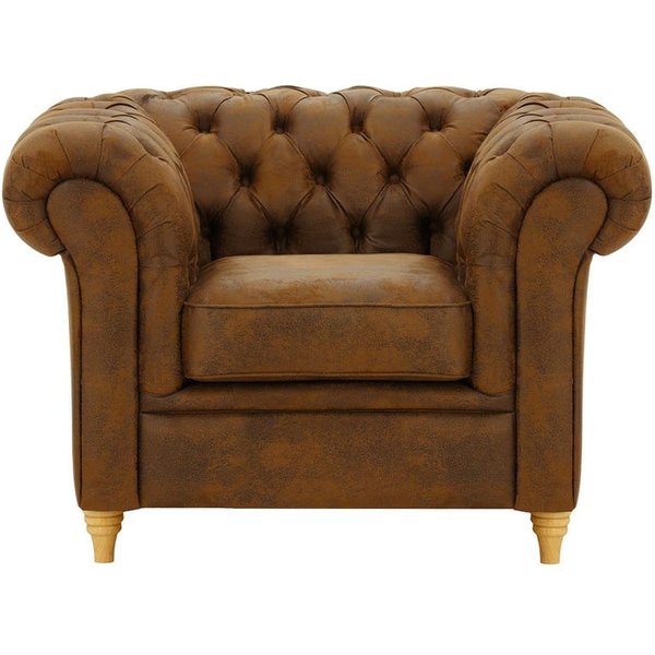 Fauteuil Chesterfield, Madagaskar 14 - Brown, Couleur des pieds: Chêne clair
