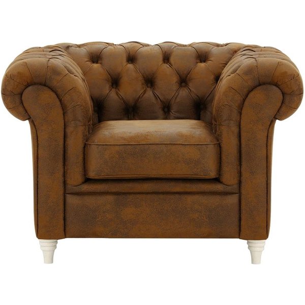 Fauteuil Chesterfield, Madagaskar 14 - Brown, Couleur des pieds: Blanc