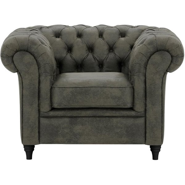Fauteuil Chesterfield, Madagaskar 18 - Grey, Couleur des pieds: Noir