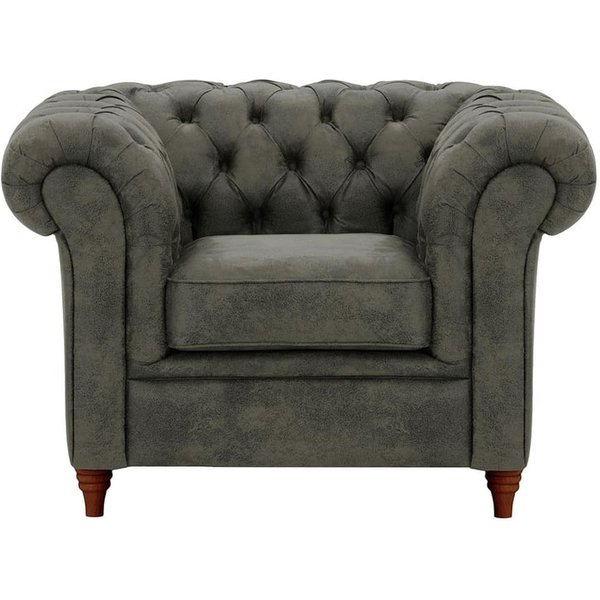 Fauteuil Chesterfield, Madagaskar 18 - Grey, Couleur des pieds: Chêne foncé