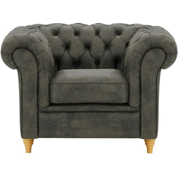 Fauteuil Chesterfield, Madagaskar 18 - Grey, Couleur des pieds: Chêne clair
