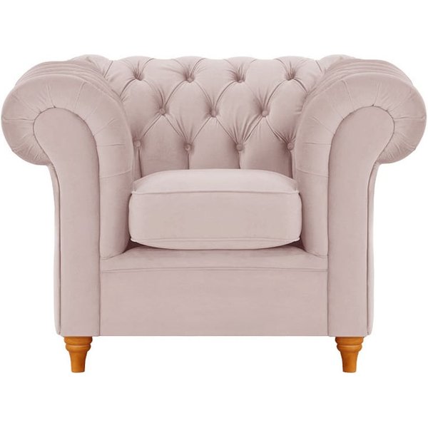 Fauteuil Chesterfield, lila/rose - Velluto 14, Couleur des pieds: aveo