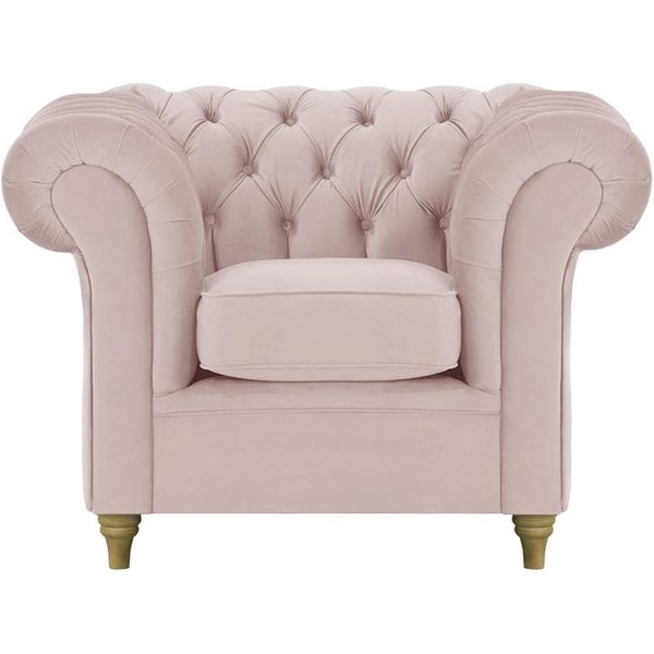 Fauteuil Chesterfield, lila/rose - Velluto 14, Couleur des pieds: Noir wax