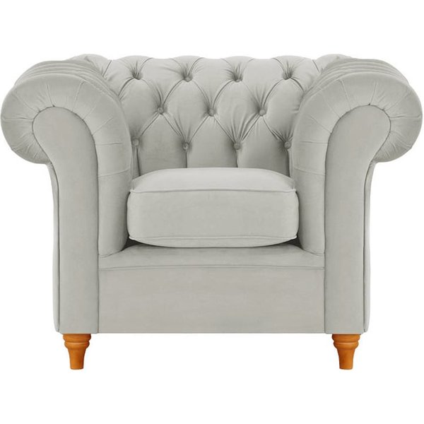 Fauteuil Chesterfield, gris clair - Velluto 15, Couleur des pieds: aveo