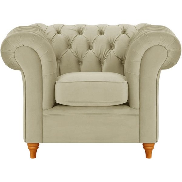 Fauteuil Chesterfield, beige - Velluto 3, Couleur des pieds: aveo