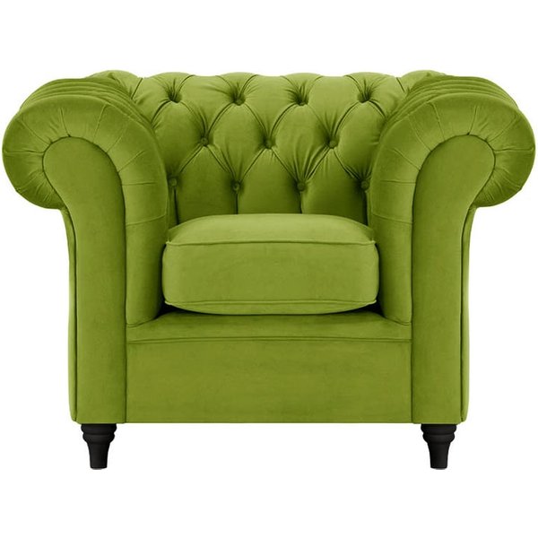 Fauteuil Chesterfield, olive - Velluto 9, Couleur des pieds: Noir