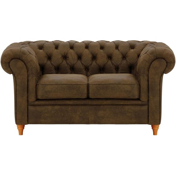 Canapé deux places Chesterfield, Madagaskar 12 - Dark Brown, Couleur des pieds: aveo