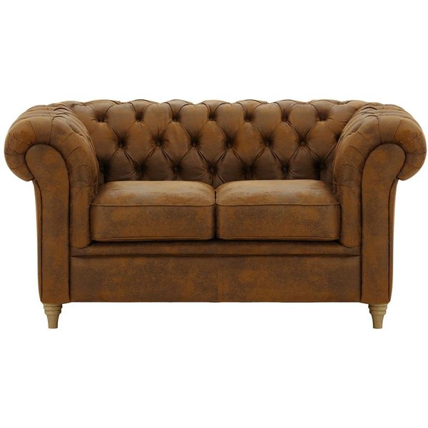 Canapé deux places Chesterfield, Madagaskar 14 - Brown, Couleur des pieds: Noir wax