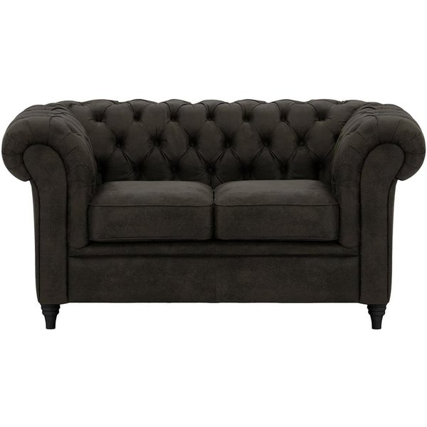 Canapé deux places Chesterfield, Madagaskar 16 - Black, Couleur des pieds: Noir