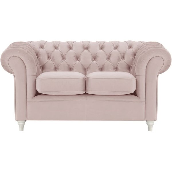 Canapé deux places Chesterfield, lila/rose - Velluto 14, Couleur des pieds: Blanc