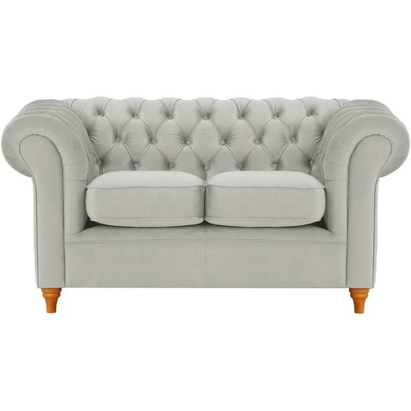 Canapé deux places Chesterfield, gris clair - Velluto 15, Couleur des pieds: aveo