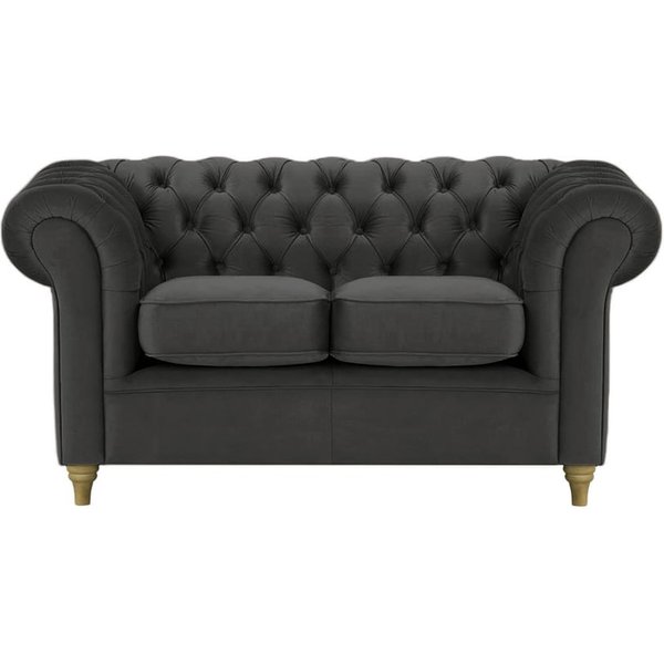 Canapé deux places Chesterfield, noir - Velluto 20, Couleur des pieds: Noir wax