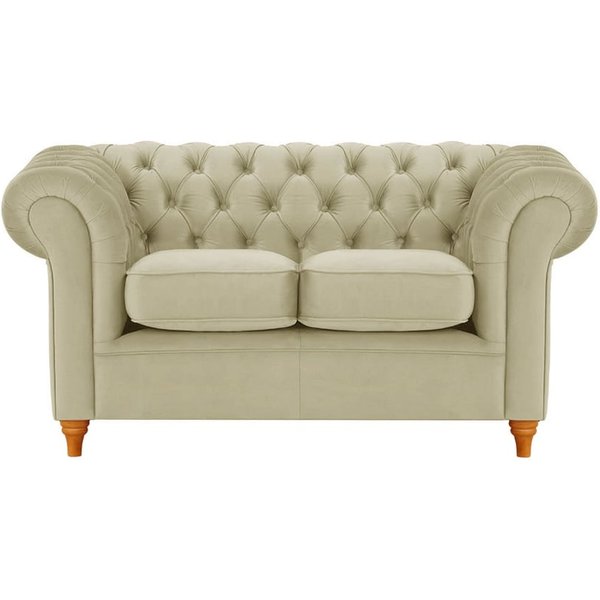 Canapé deux places Chesterfield, beige - Velluto 3, Couleur des pieds: aveo