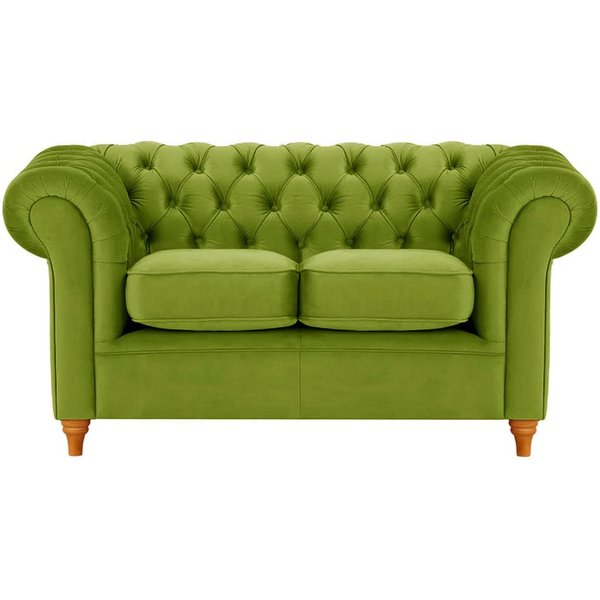 Canapé deux places Chesterfield, olive - Velluto 9, Couleur des pieds: aveo