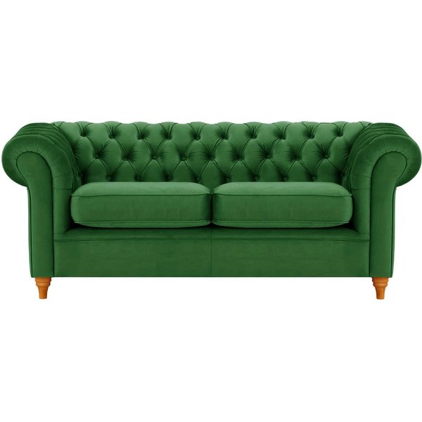 Canapé trois places Chesterfield, vert foncé - Velluto 10, Couleur des pieds: aveo