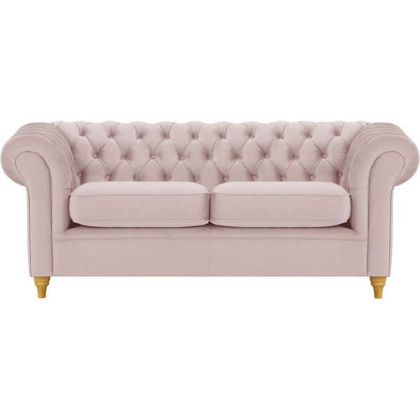 Canapé trois places Chesterfield, lila/rose - Velluto 14, Couleur des pieds: Chêne clair