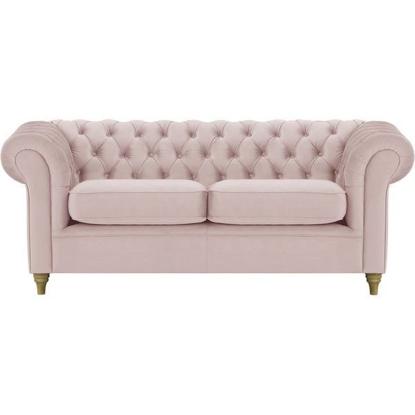 Canapé trois places Chesterfield, lila/rose - Velluto 14, Couleur des pieds: Noir wax