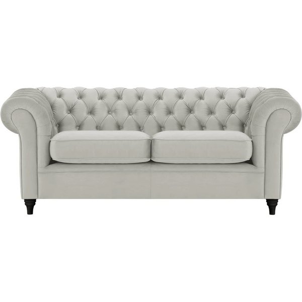 Canapé trois places Chesterfield, gris clair - Velluto 15, Couleur des pieds: Noir