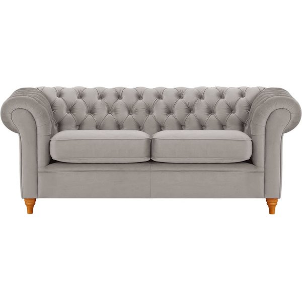 Canapé trois places Chesterfield, gris éléphant - Velluto 17, Couleur des pieds: aveo