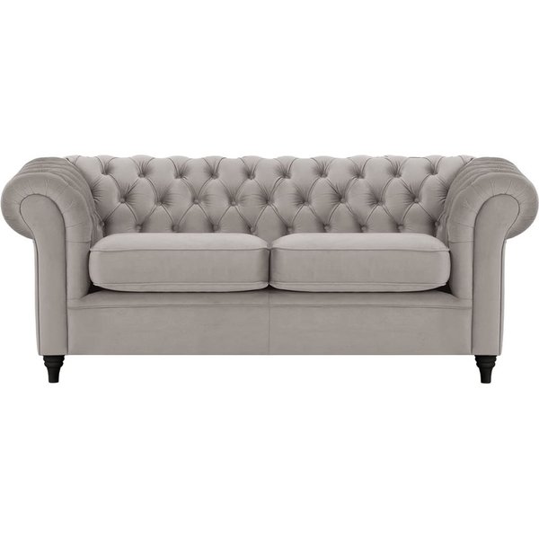 Canapé trois places Chesterfield, gris éléphant - Velluto 17, Couleur des pieds: Noir