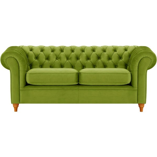 Canapé trois places Chesterfield, olive - Velluto 9, Couleur des pieds: aveo