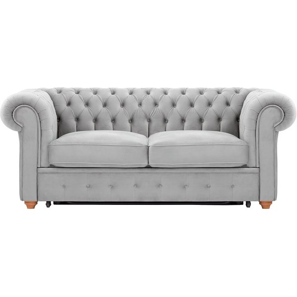 Chesterfield Max Borneo – Canapé deux places convertible, gris clair - Velluto 15, Couleur des pieds: aveo