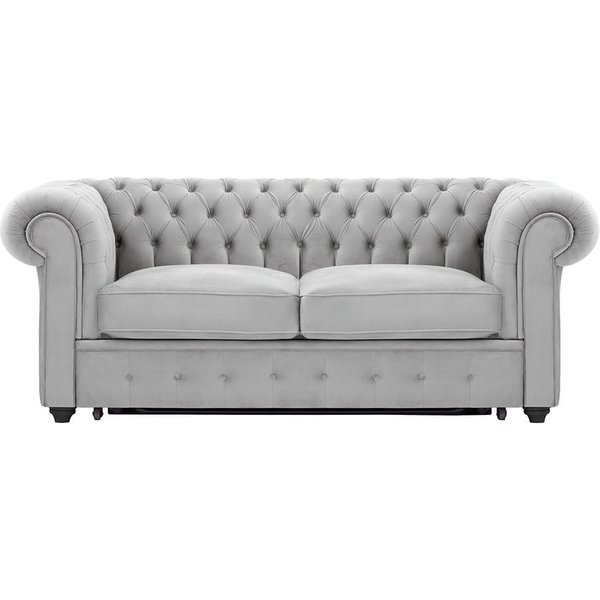 Chesterfield Max Borneo – Canapé deux places convertible, gris clair - Velluto 15, Couleur des pieds: Noir