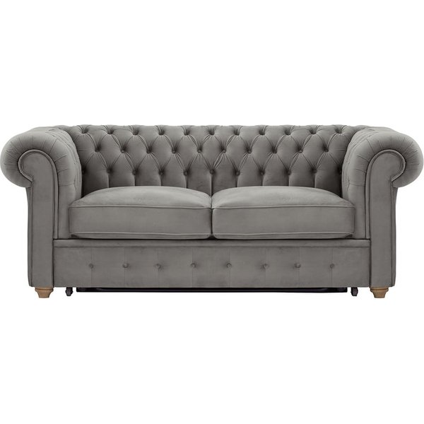 Chesterfield Max Borneo – Canapé deux places convertible, gris éléphant - Velluto 17, Couleur des pieds: Noir wax