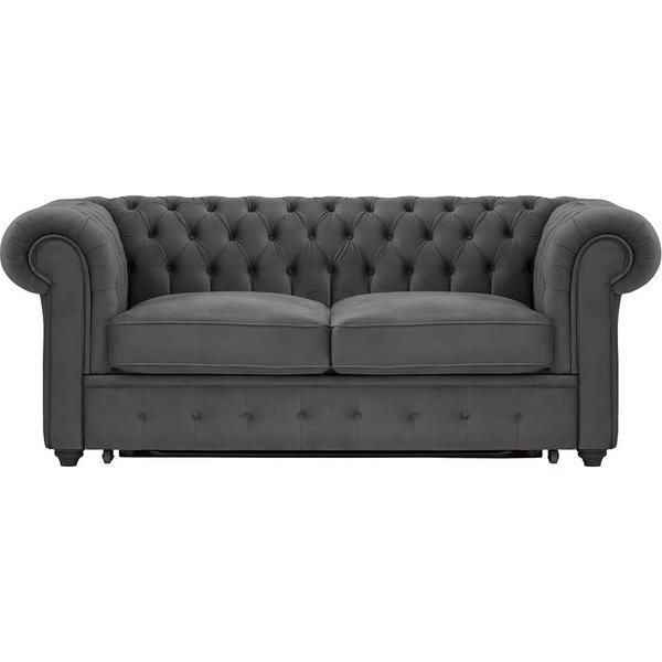 Chesterfield Max Borneo – Canapé deux places convertible, graphite - Velluto 19, Couleur des pieds: Noir