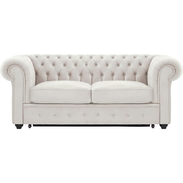 Chesterfield Max Borneo – Canapé deux places convertible, beige clair - Velluto 2, Couleur des pieds: Noir