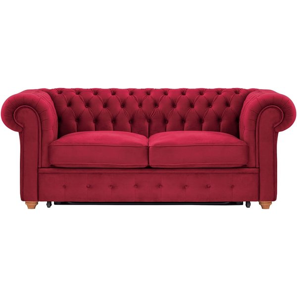 Chesterfield Max Borneo – Canapé deux places convertible, rouge - Velluto 7, Couleur des pieds: aveo
