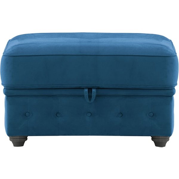 Chesterfield Borneo – Pouf avec coffre de rangement, bleu - Velluto 11, Couleur des pieds: Noir