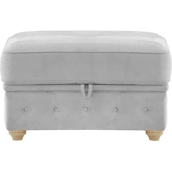 Chesterfield Borneo – Pouf avec coffre de rangement, gris clair - Velluto 15, Couleur des pieds: Noir wax