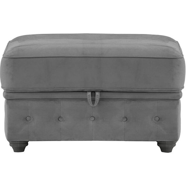 Chesterfield Borneo – Pouf avec coffre de rangement, graphite - Velluto 19, Couleur des pieds: Noir
