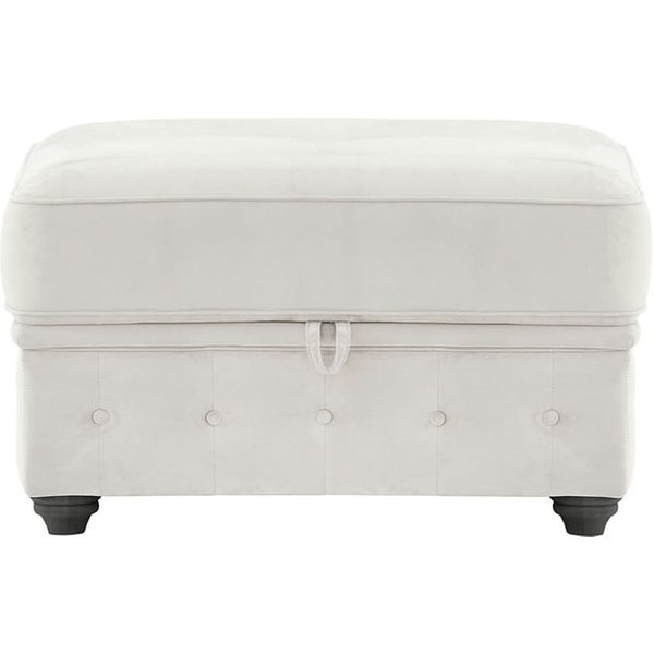 Chesterfield Borneo – Pouf avec coffre de rangement, beige clair - Velluto 2, Couleur des pieds: Noir