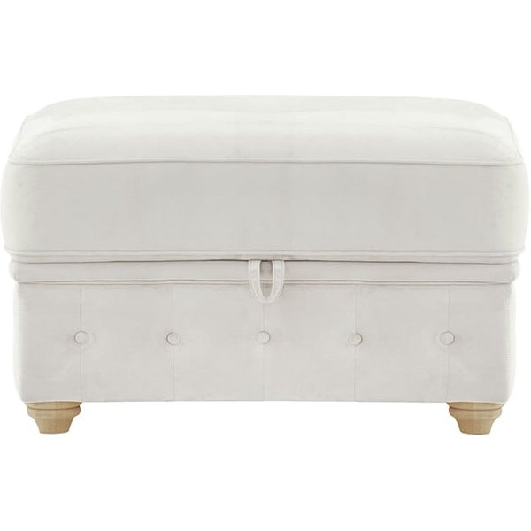 Chesterfield Borneo – Pouf avec coffre de rangement, beige clair - Velluto 2, Couleur des pieds: Noir wax