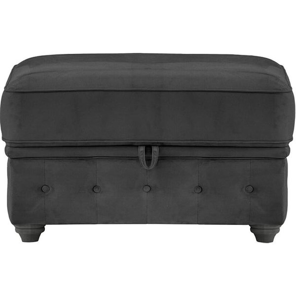 Chesterfield Borneo – Pouf avec coffre de rangement, noir - Velluto 20, Couleur des pieds: Noir