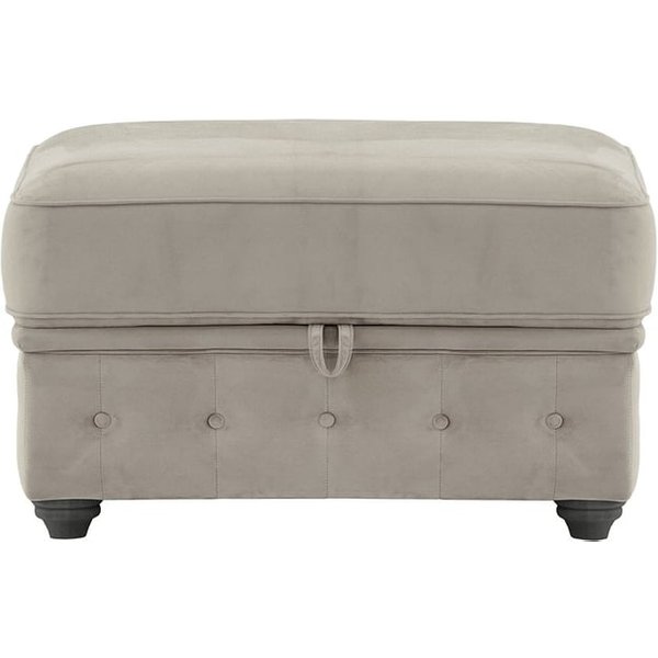 Chesterfield Borneo – Pouf avec coffre de rangement, beige - Velluto 3, Couleur des pieds: Noir
