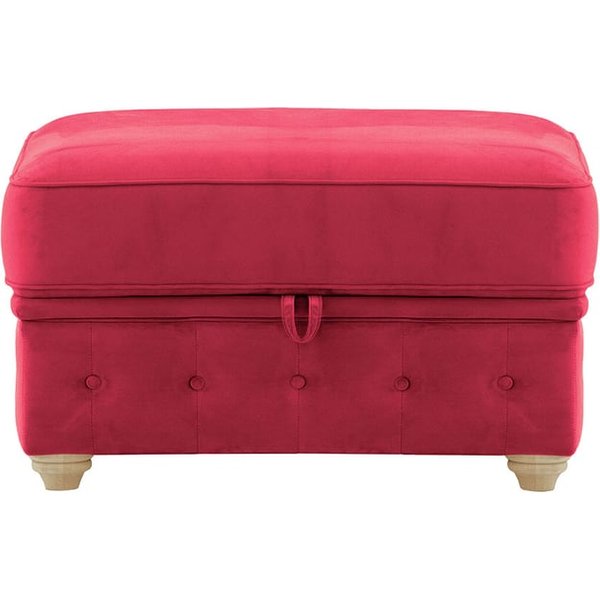 Chesterfield Borneo – Pouf avec coffre de rangement, rouge - Velluto 7, Couleur des pieds: Noir wax