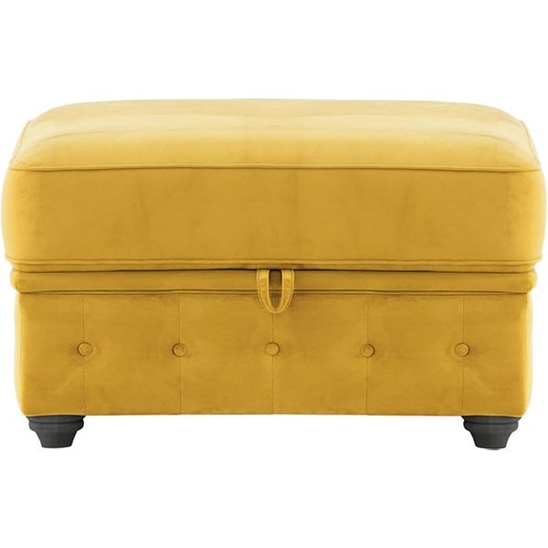Chesterfield Borneo – Pouf avec coffre de rangement, moutarde - Velluto 8, Couleur des pieds: Noir