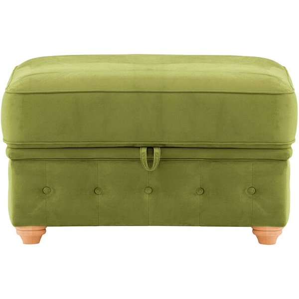Chesterfield Borneo – Pouf avec coffre de rangement, olive - Velluto 9, Couleur des pieds: aveo