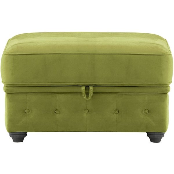Chesterfield Borneo – Pouf avec coffre de rangement, olive - Velluto 9, Couleur des pieds: Noir