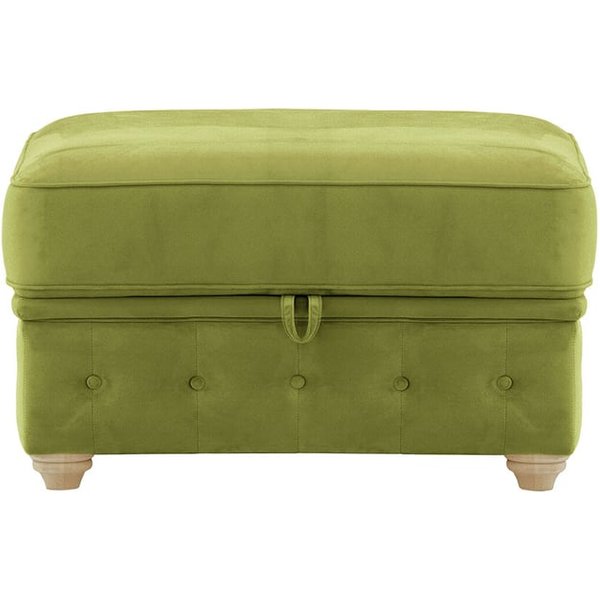 Chesterfield Borneo – Pouf avec coffre de rangement, olive - Velluto 9, Couleur des pieds: Noir wax