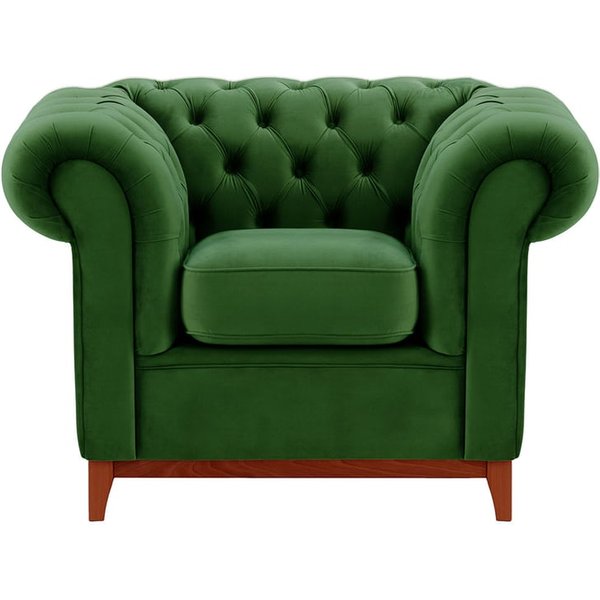 Fauteuil Chesterfield Wood, vert foncé - Velluto 10, Couleur des pieds: aveo