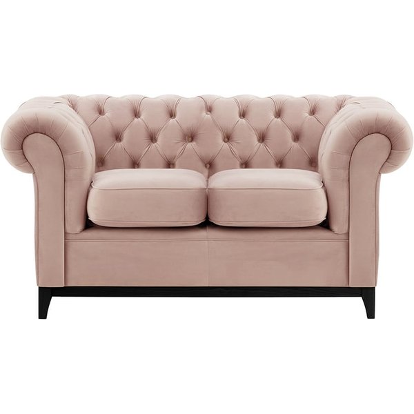 Canapé deux places Chesterfield Wood, lila/rose - Velluto 14, Couleur des pieds: Noir